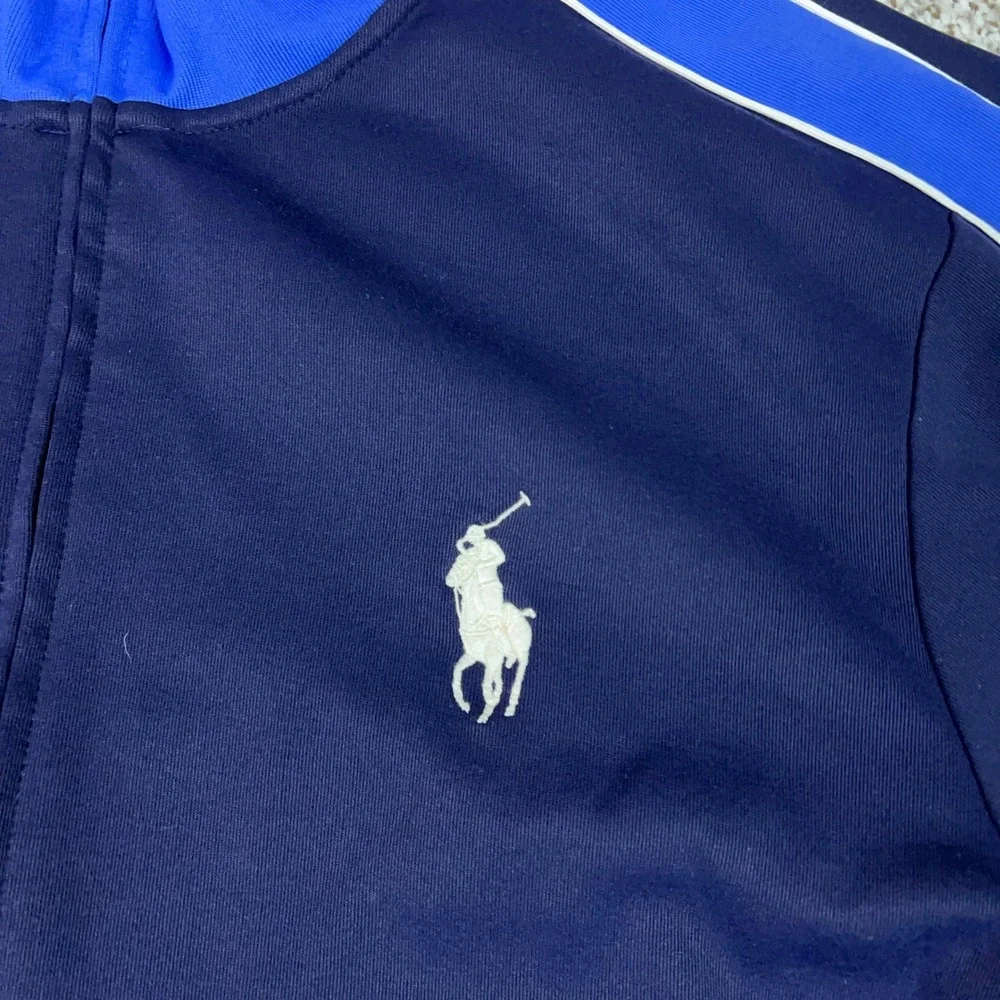 Polo Ralph Lauren Jacket Mens XL Blue Casual Track Full Zip Side Stripe Big Pony